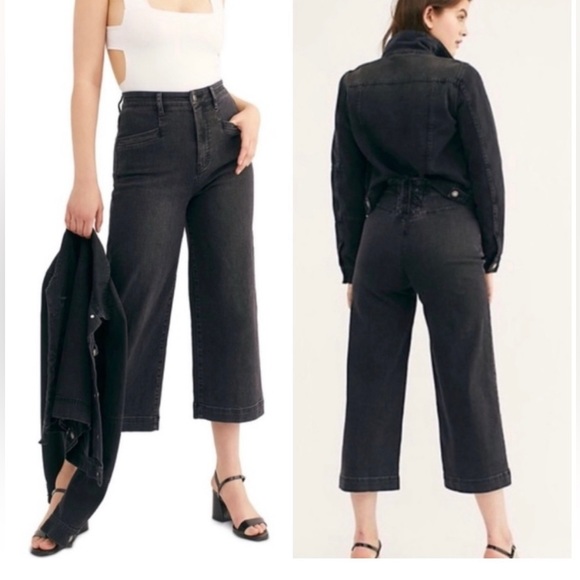 We The Free Denim - We the Free CRVY Lace Up Crop Wide Leg Jeans